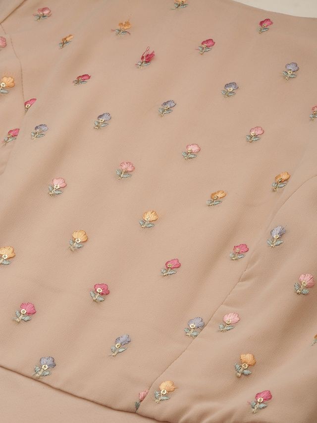 Bollywood Vogue Ready To Wear Peach Embroidered Georgette Dress