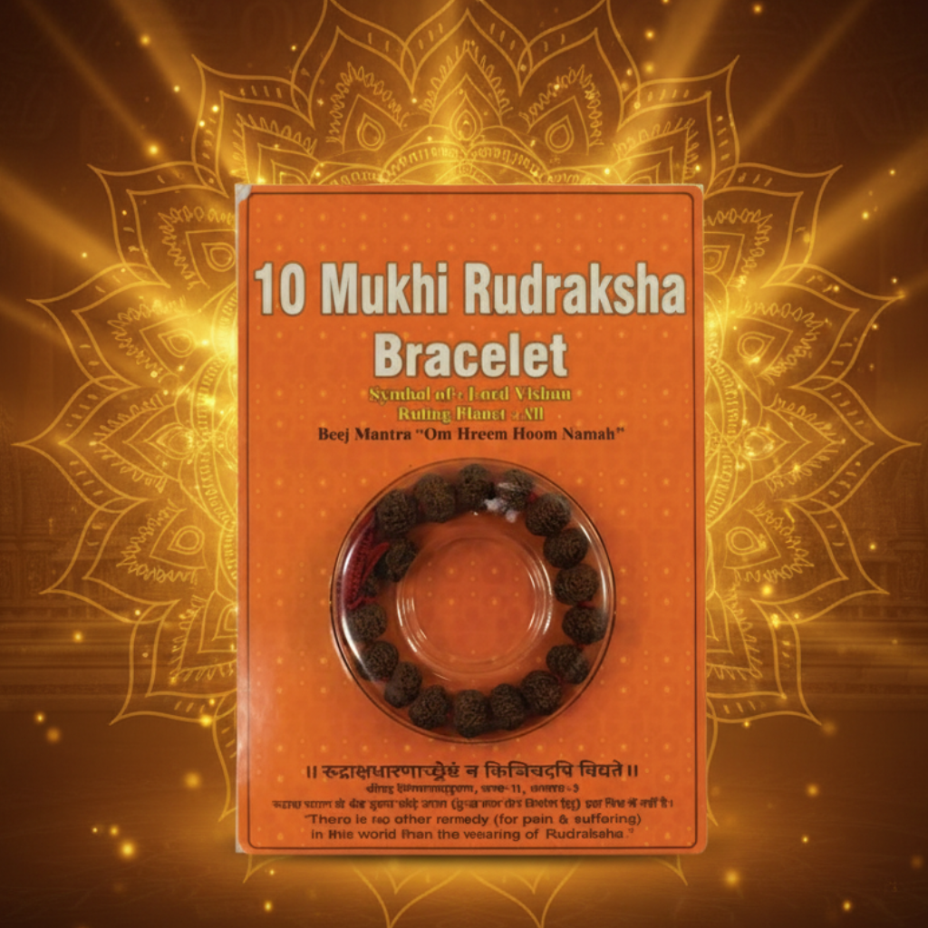 10 Mukhi Rudraksha Bracelet – Sacred Vishnu Bead Spiritual Protection Wrist Mala