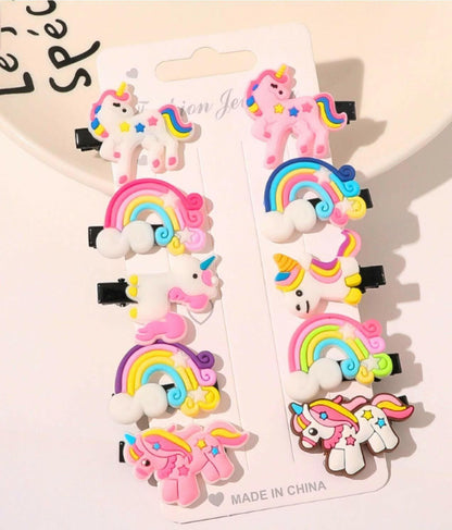 Unicorn Silicone Hair Clips (Pack Of 10) - HalfPe