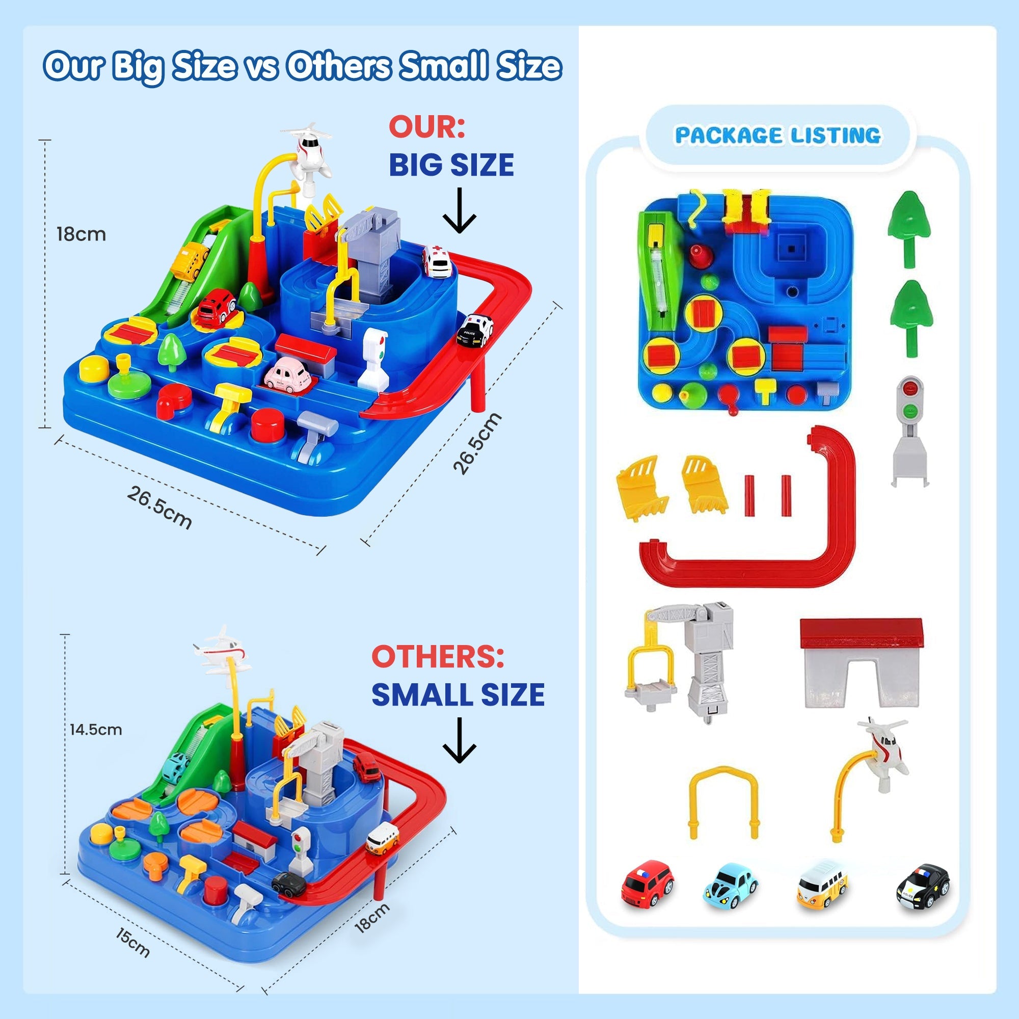 Kidology Car Race Tracks Toy | Car Adventure Toy for 0-3 Years, Boys, Girls & Kids | Playset City Rescue Activity for Toddlers | Pre Educational Learning Puzzle Gift for Babies (4 Car Included)