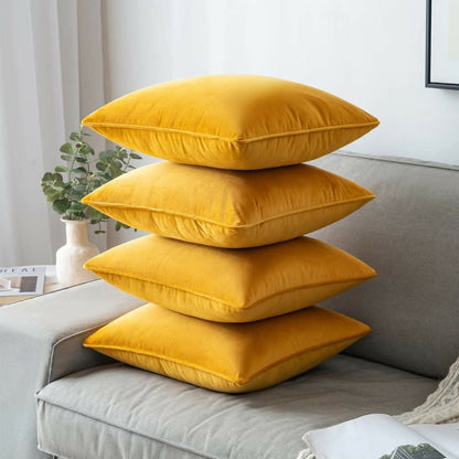 Lushomes Yellow cushion cover, sofa pillow cover (Set of 10, 16x16 Inches) - HalfPe