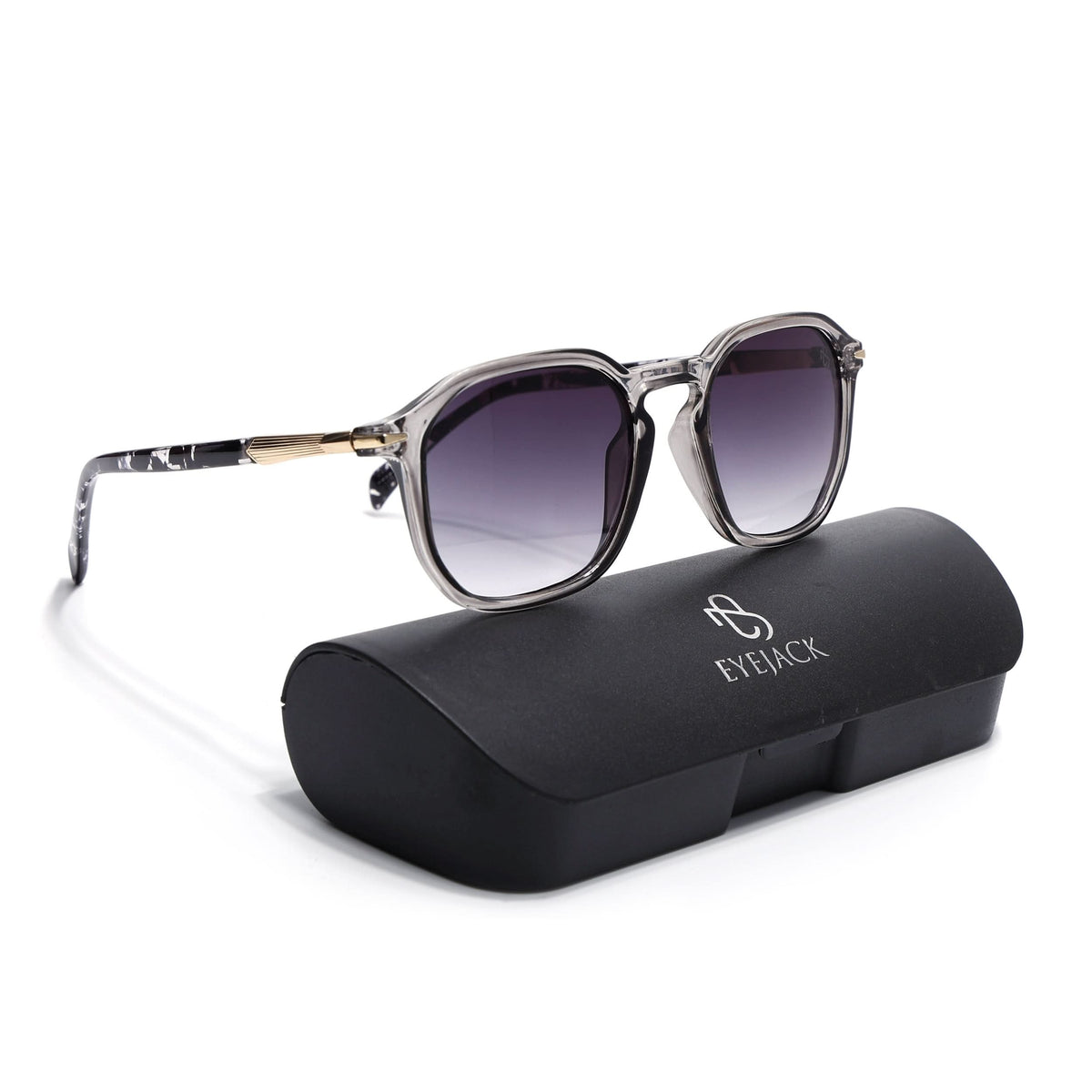 Eyejack Transparent Grey Square Sunglasses for Men and Women - Style 1086 - view 8
