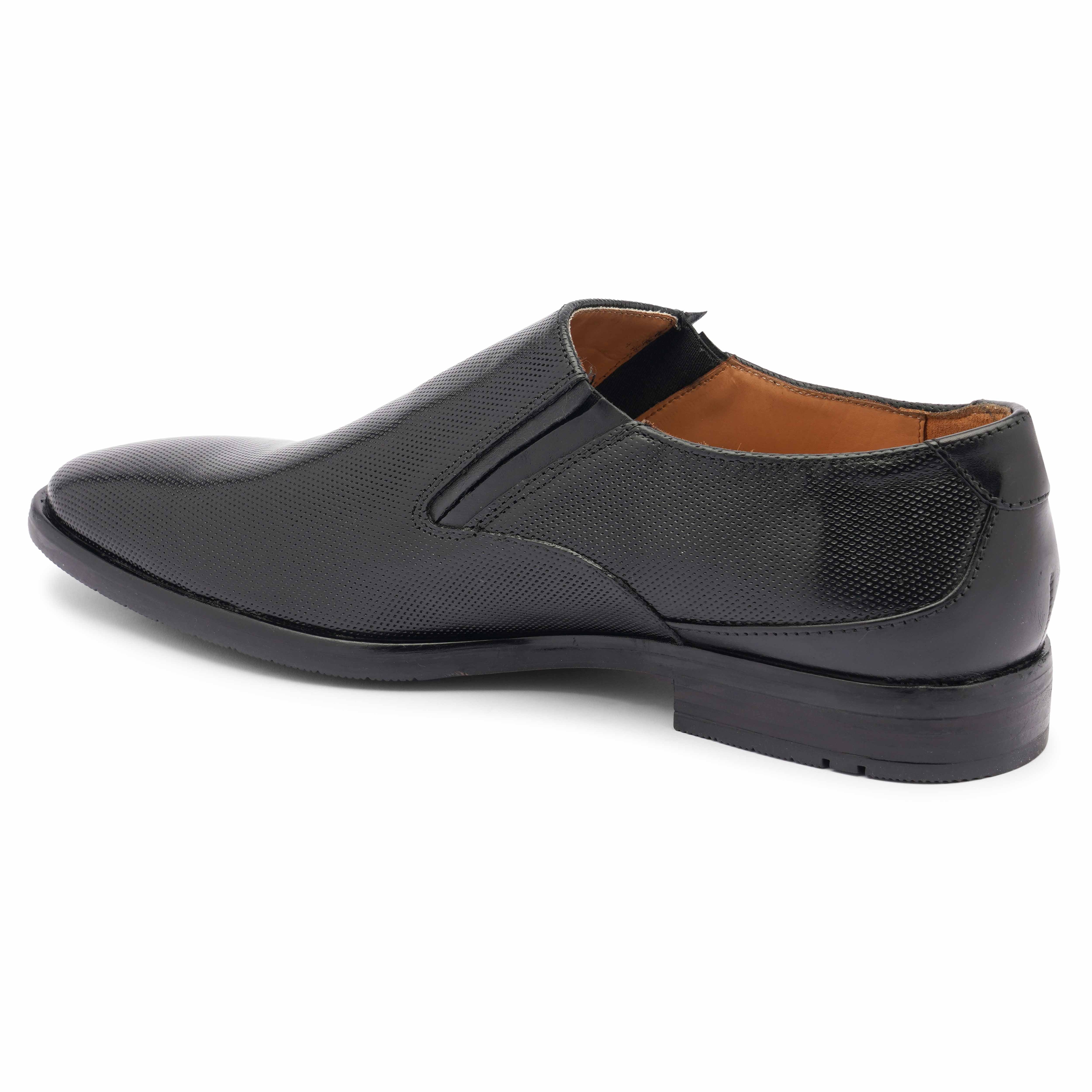 The Newyork Ruosh Men Black Formal Slip-On