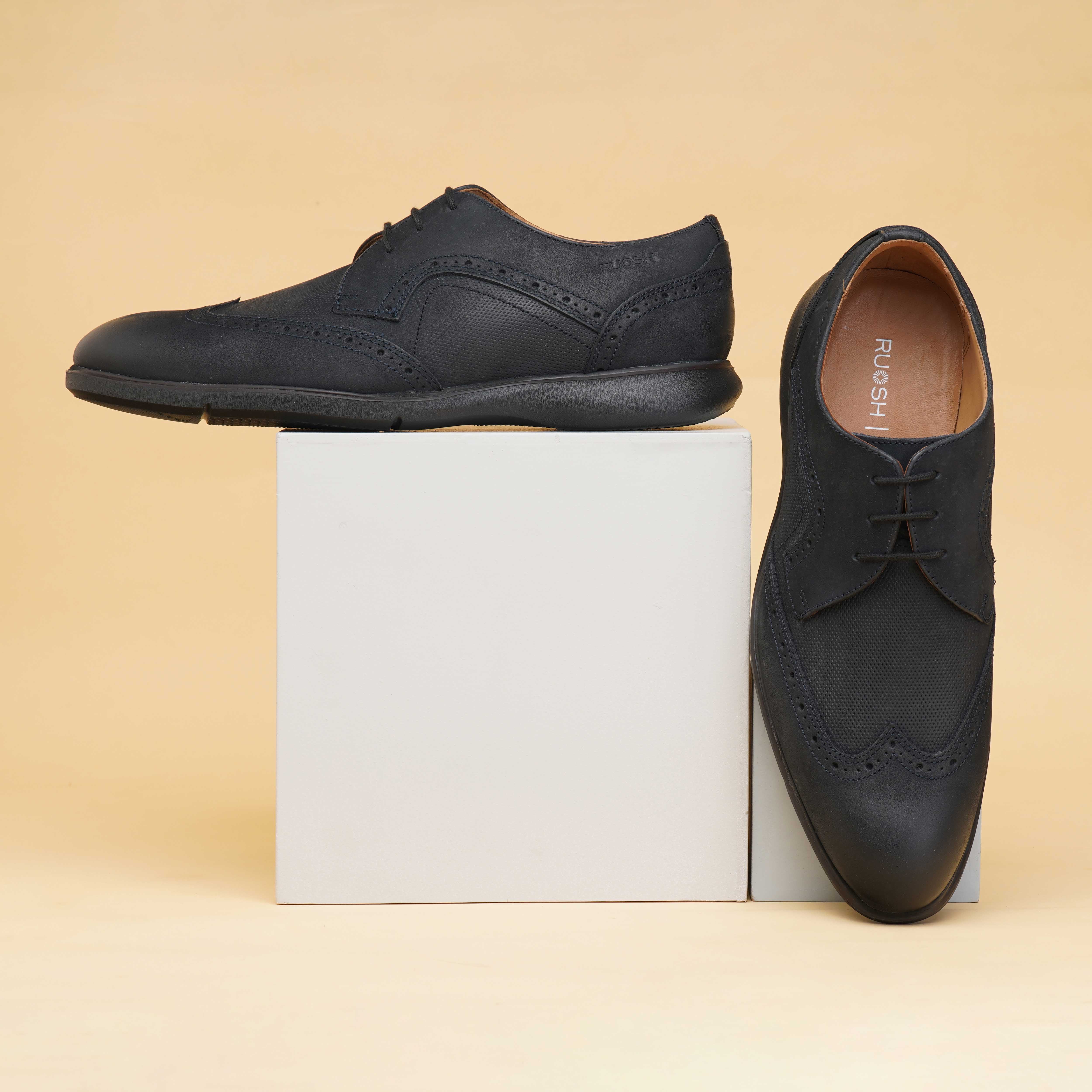 The Hybrid Ruosh Men Navy Wingtip Lace-Up
