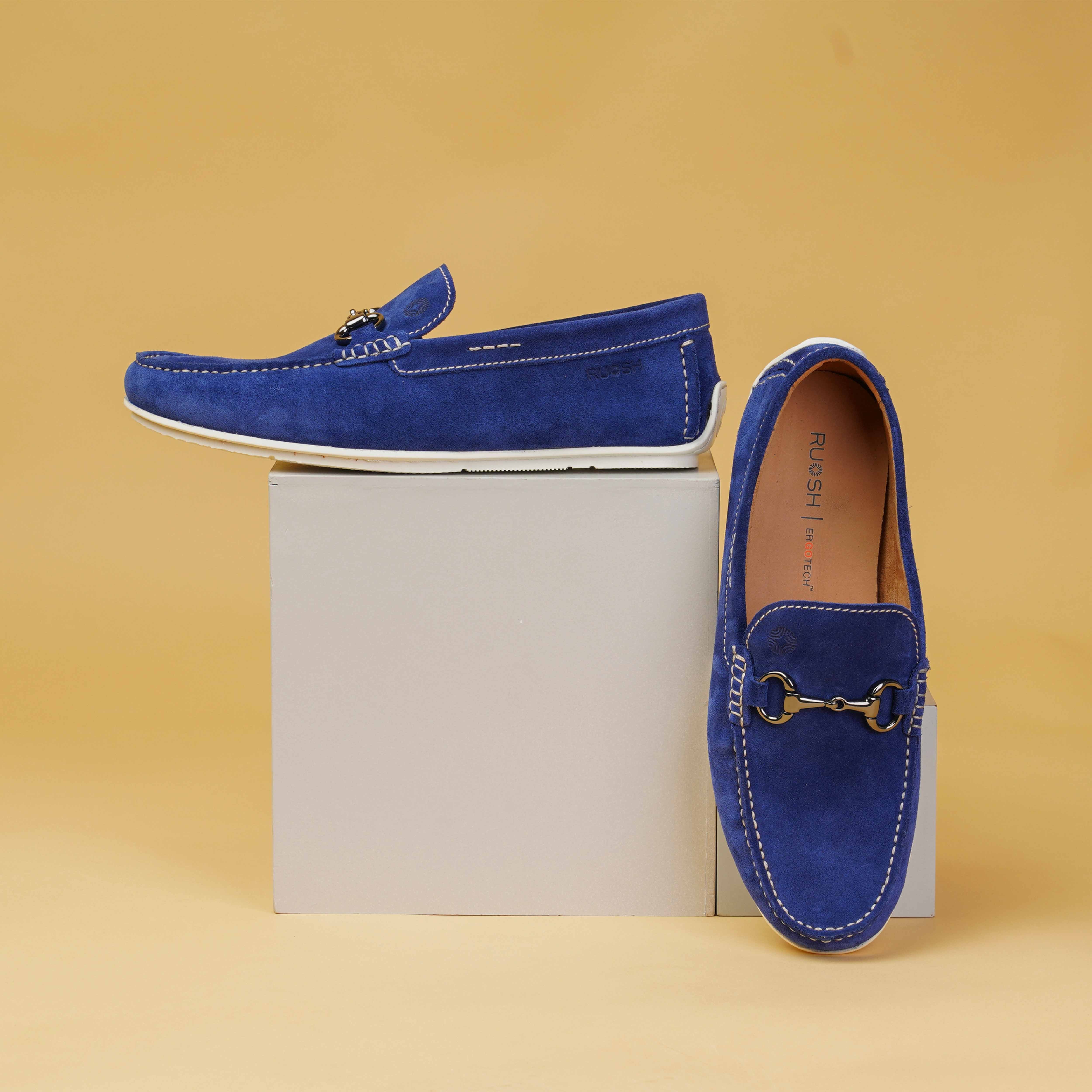 The Macau Ruosh Men Blue Suede Casual Driver