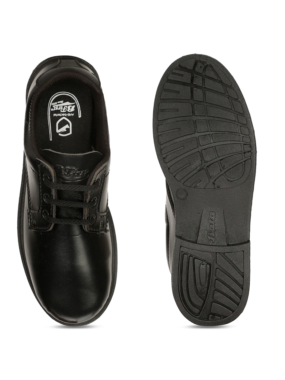Bata Boy's Black Lace-up Derby School Shoes - Black