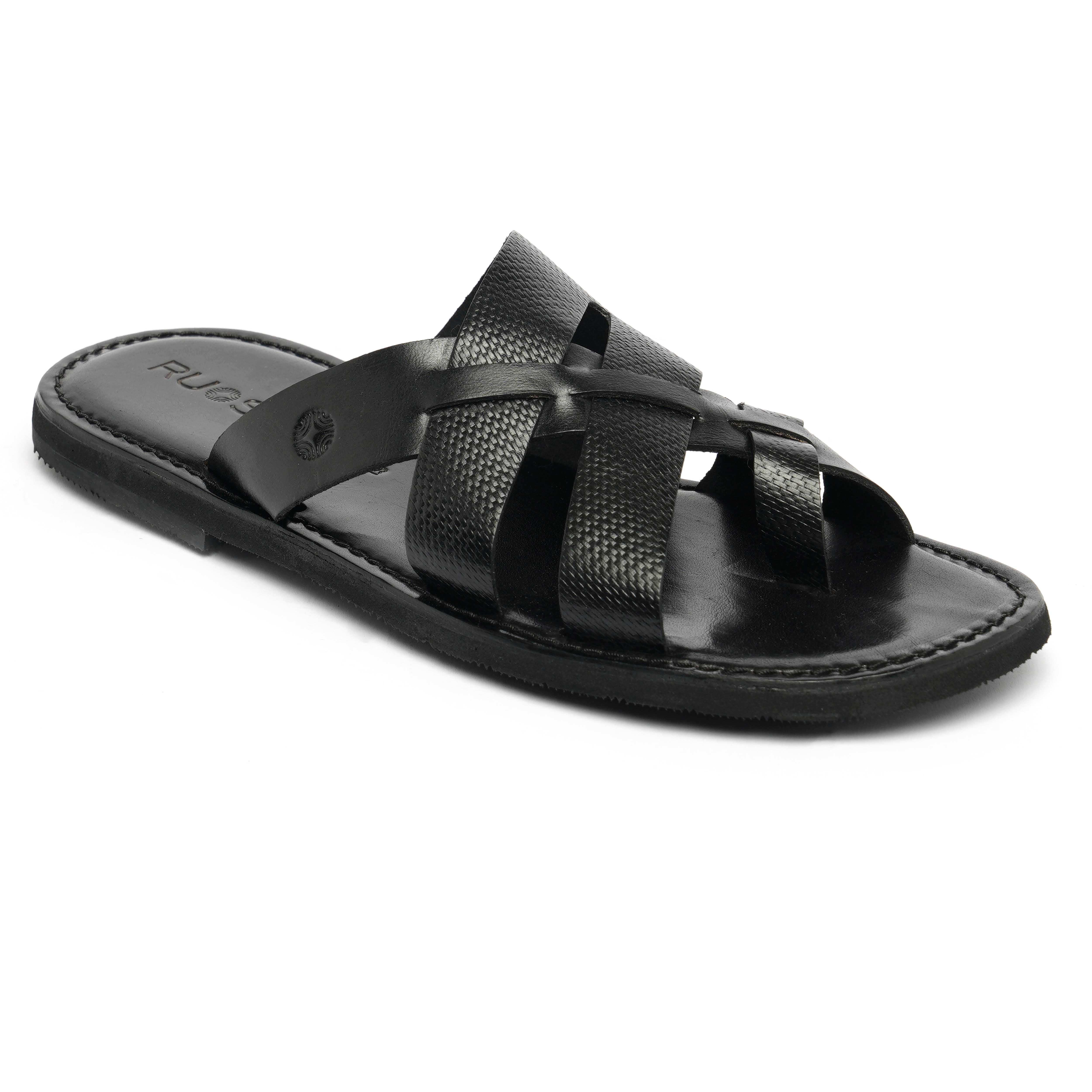The Pisa Ruosh Men Black Cross Strap Slipper