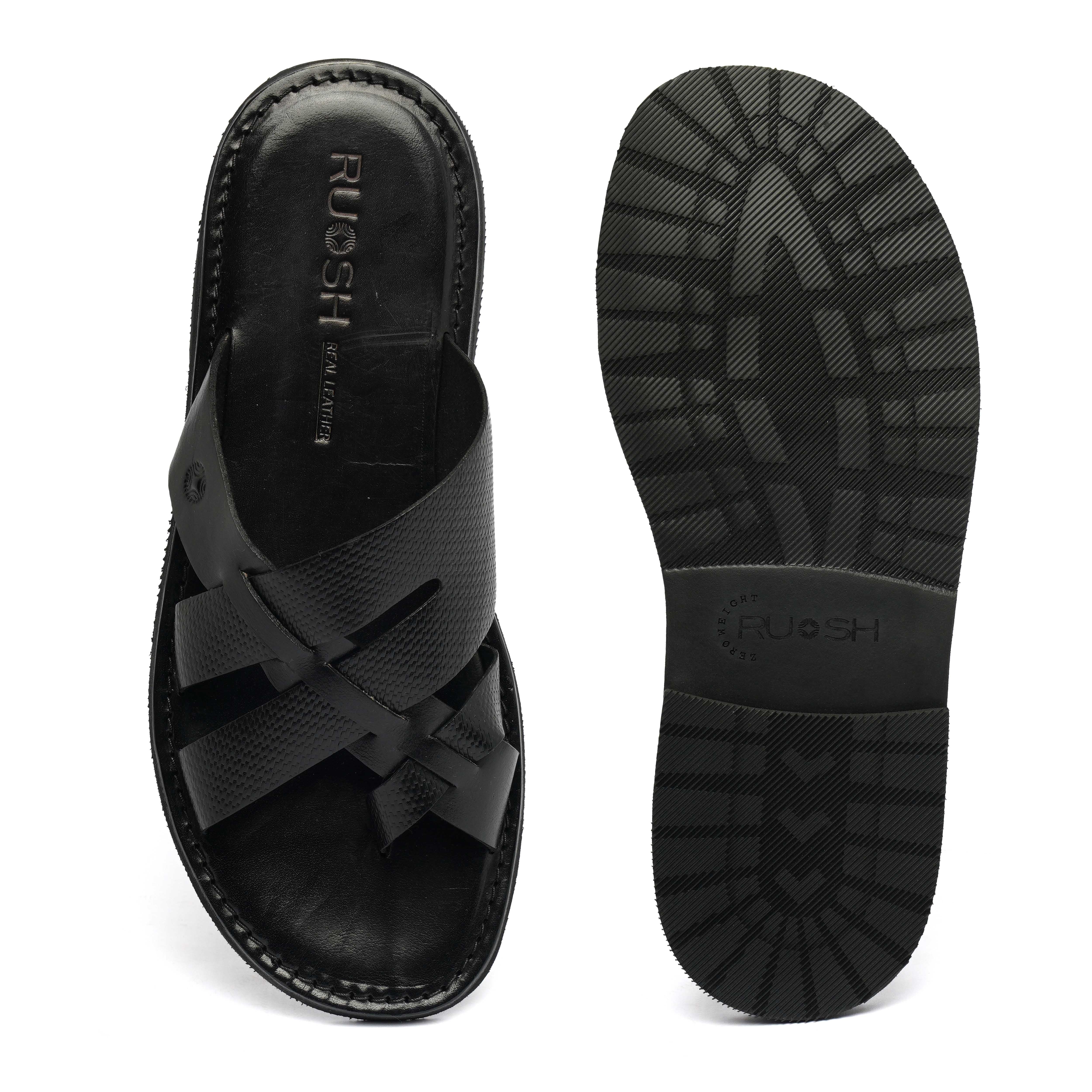 The Pisa Ruosh Men Black Cross Strap Slipper