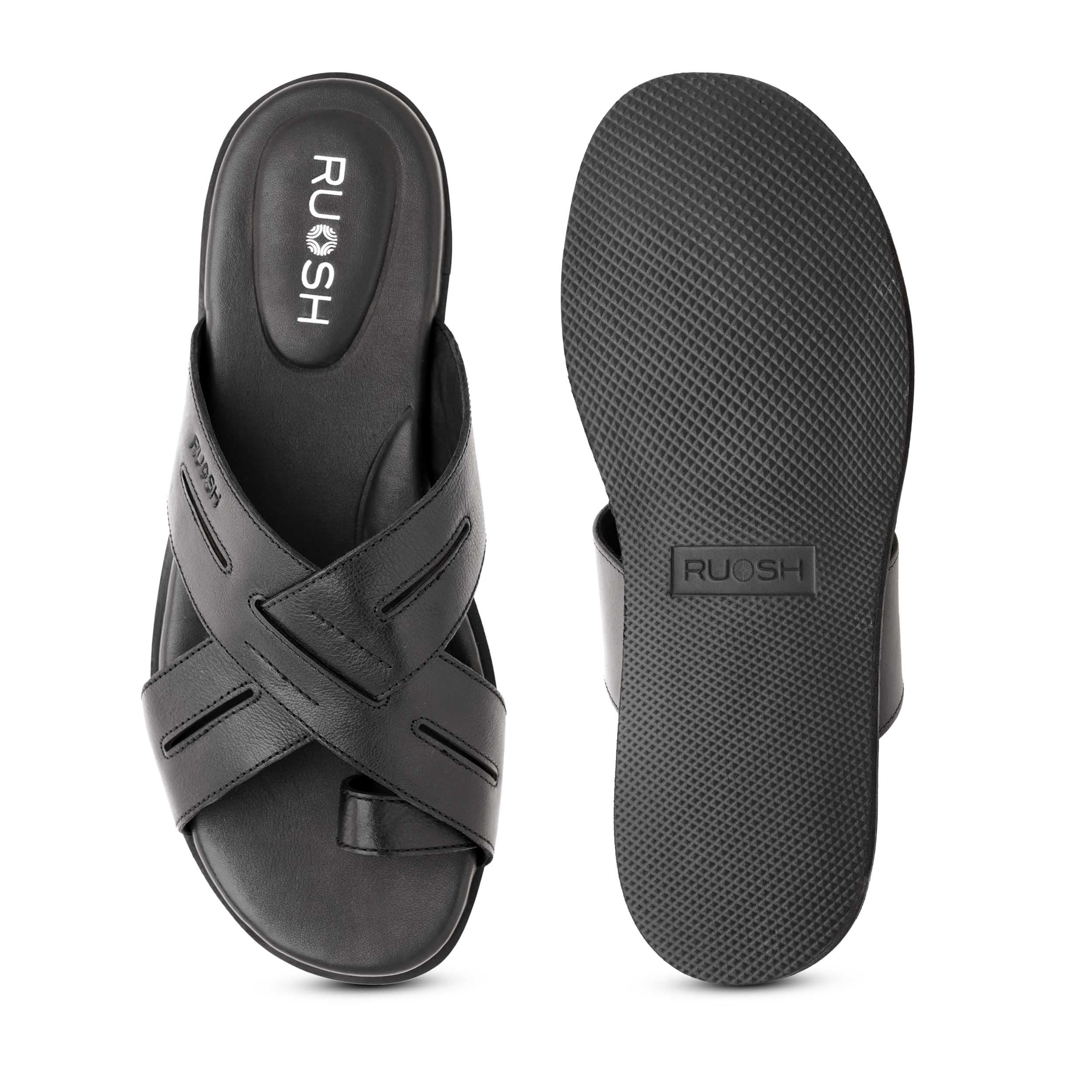 The Vega Black Men Slipper Ruosh