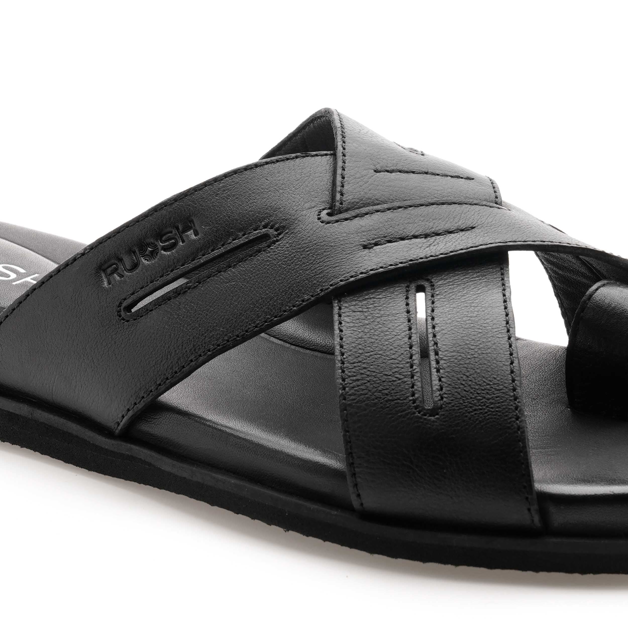 The Vega Black Men Slipper Ruosh