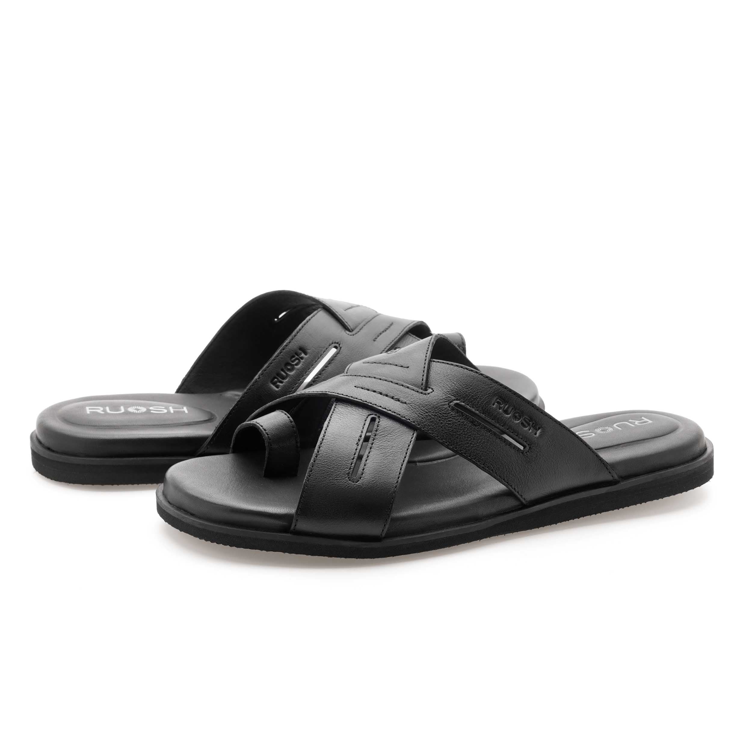 The Vega Black Men Slipper Ruosh