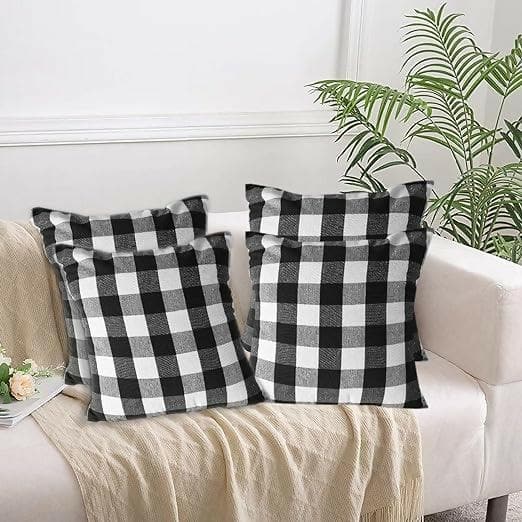 Lushomes Square Cushion Cover, Cotton Sofa Pillow Cover Set of 4, 18x18 Inch, Pillow Cushions Covers (Pack of 4, 45x45cm, Multi-color) - HalfPe