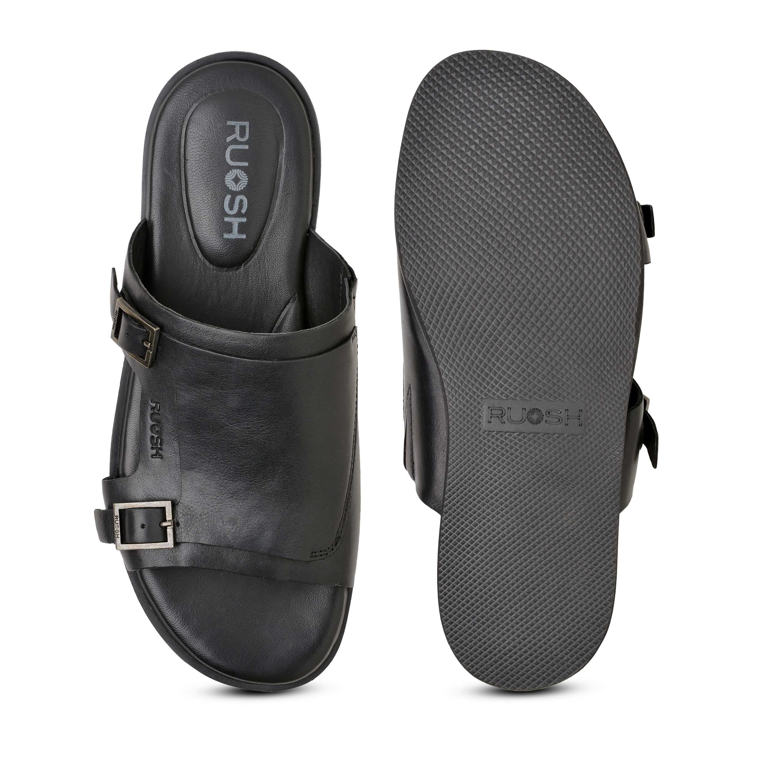 The Harvey Ruosh Men Black Monk Strap Slipper
