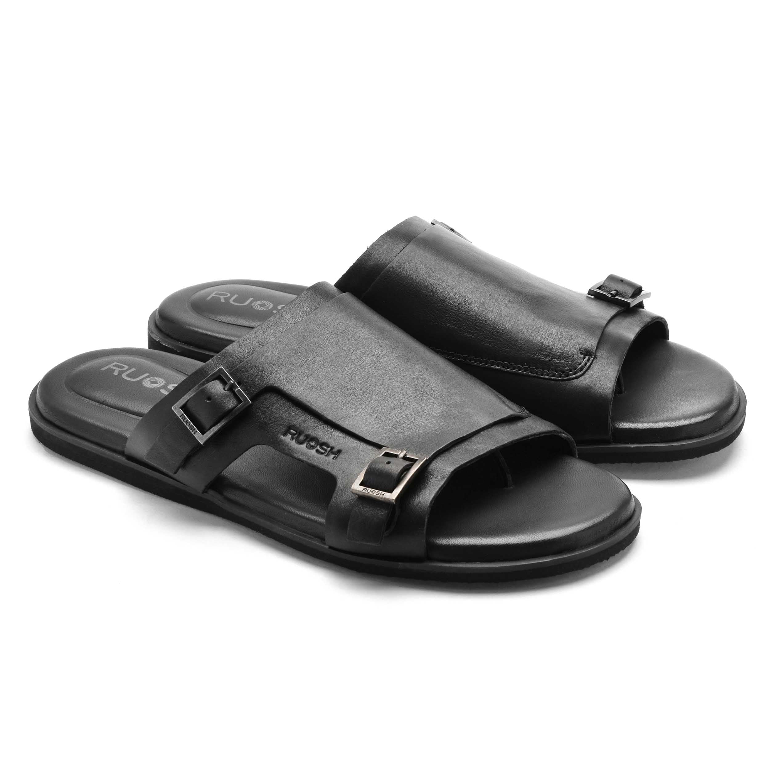 The Harvey Ruosh Men Black Monk Strap Slipper