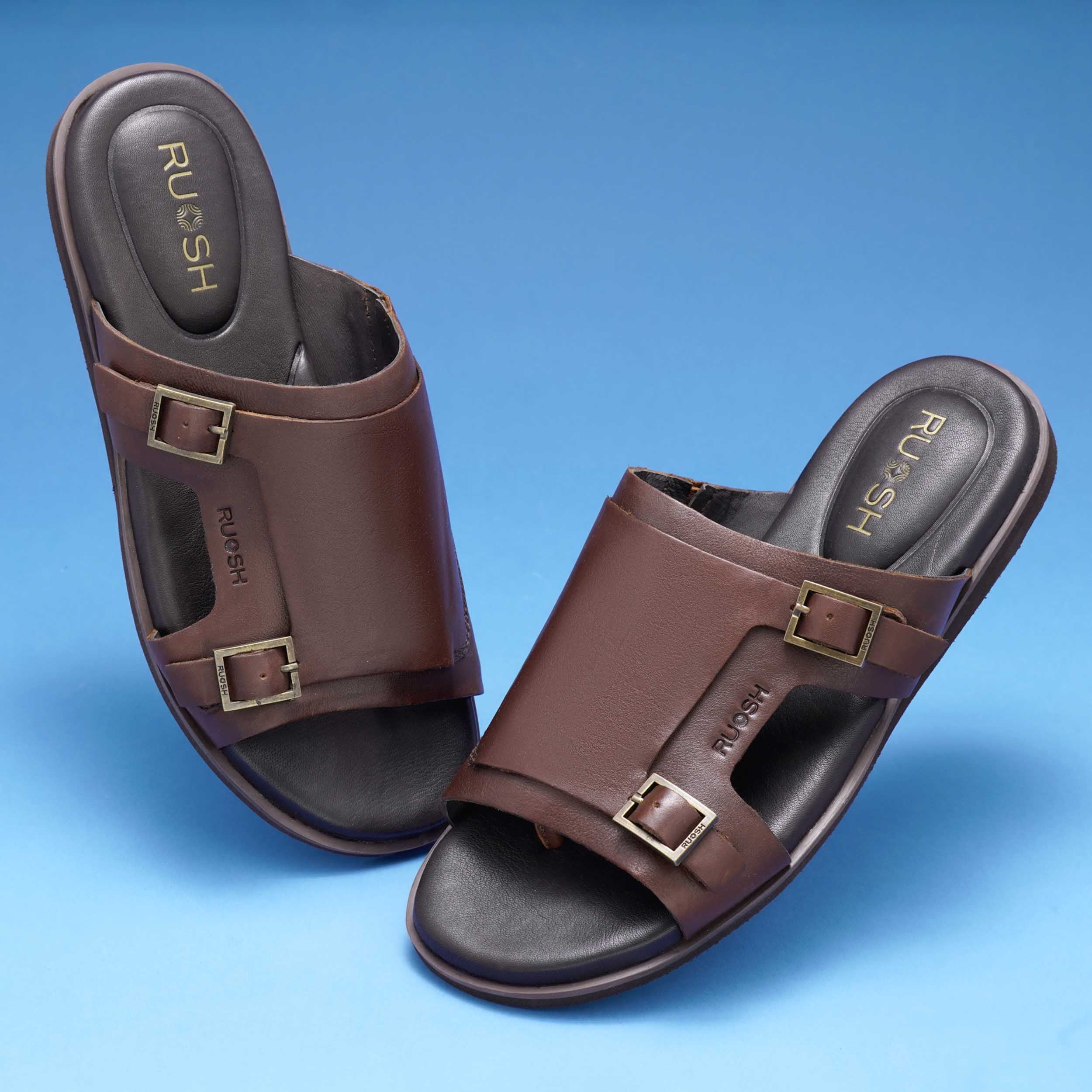 The Harvey Ruosh Men Tan Monk Strap Slipper