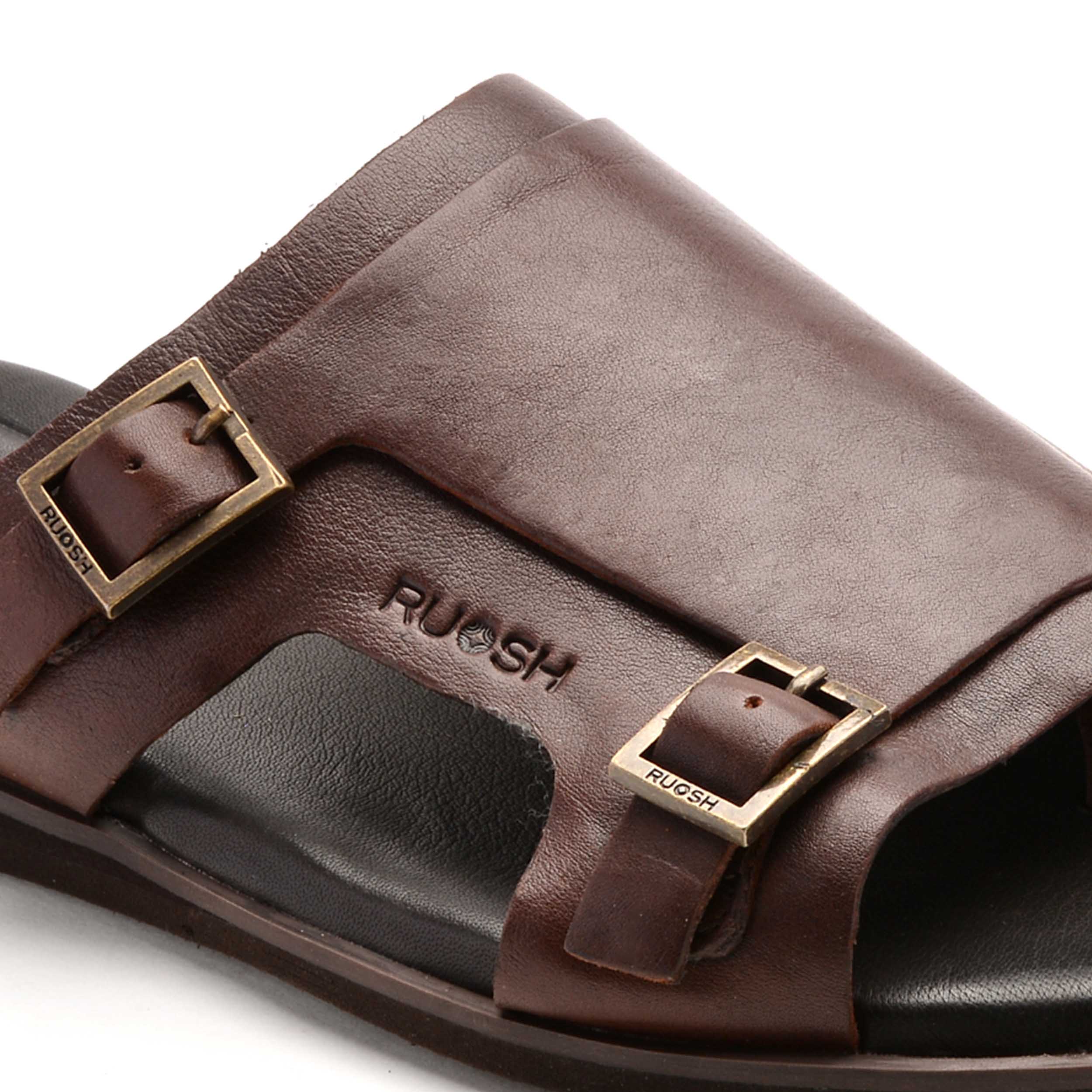 The Harvey Ruosh Men Tan Monk Strap Slipper
