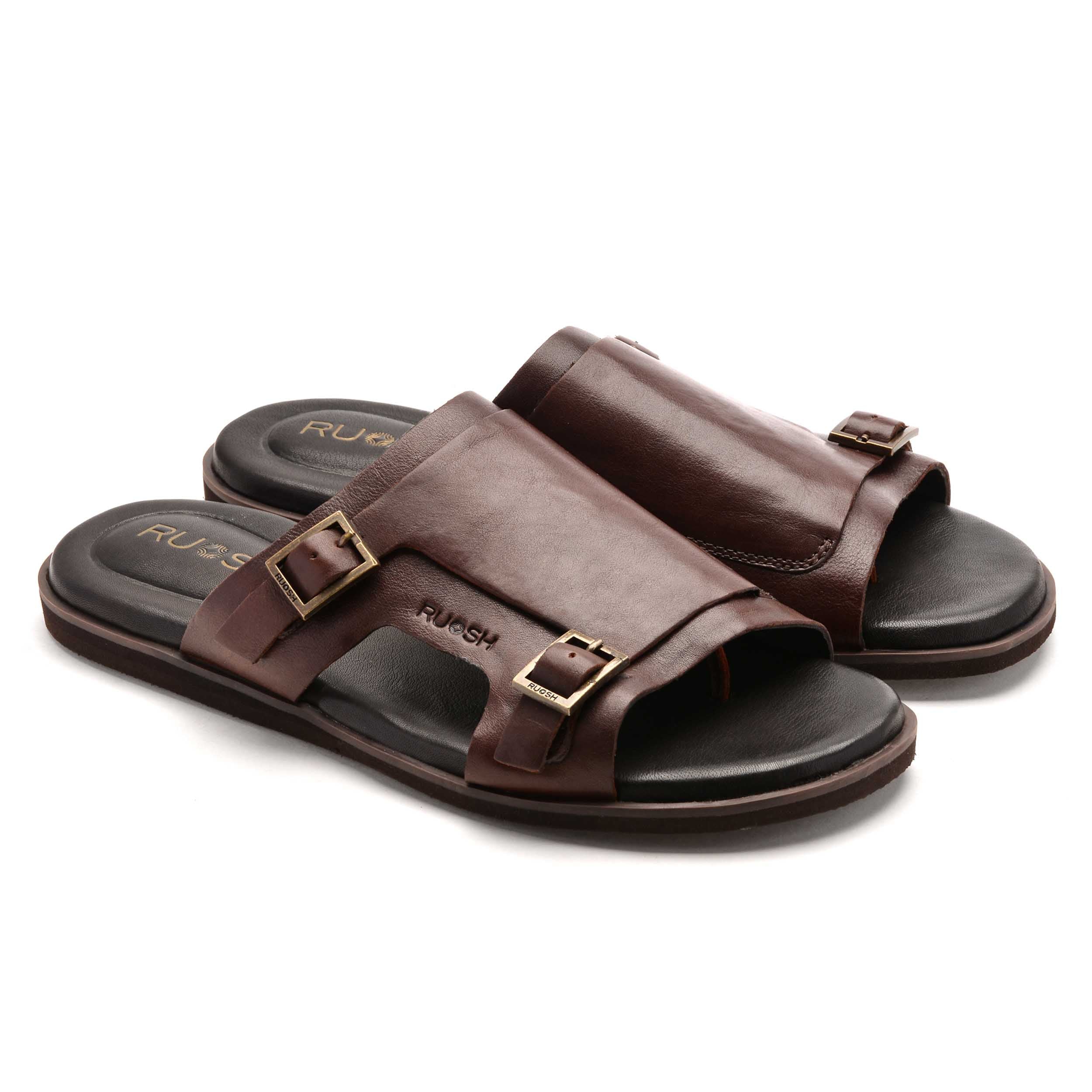 The Harvey Ruosh Men Tan Monk Strap Slipper
