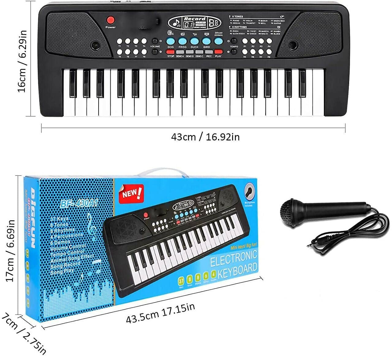 37-Key Piano Keyboard with Microphone | Portable Musical Toy for Kids Ages 3-12