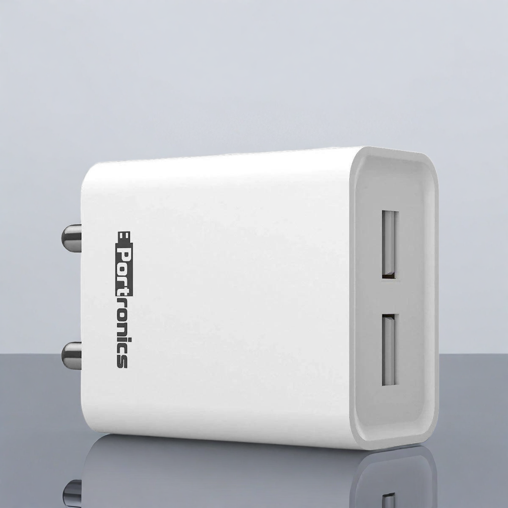 Portronics Adapto 66M 2.4A Charger with Dual USB Port (White)