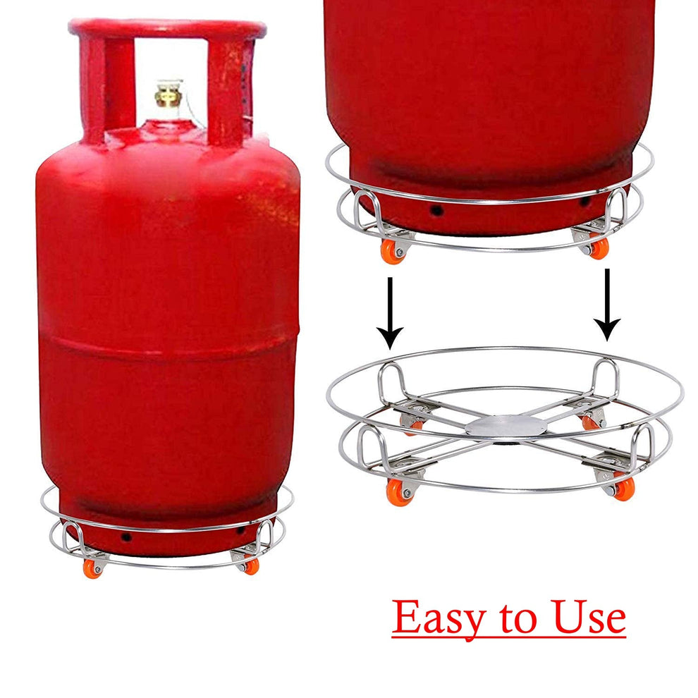 Stainless Steel Gas Cylinder Trolley Movable LPG Roller Stand