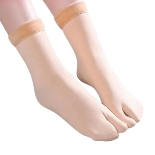 4 Pair  Women Thumb Thermal Ankle Length Socks Winter Velvet Pile Lined Socks Thick Fuzzy Slipper MIX COLOR 2