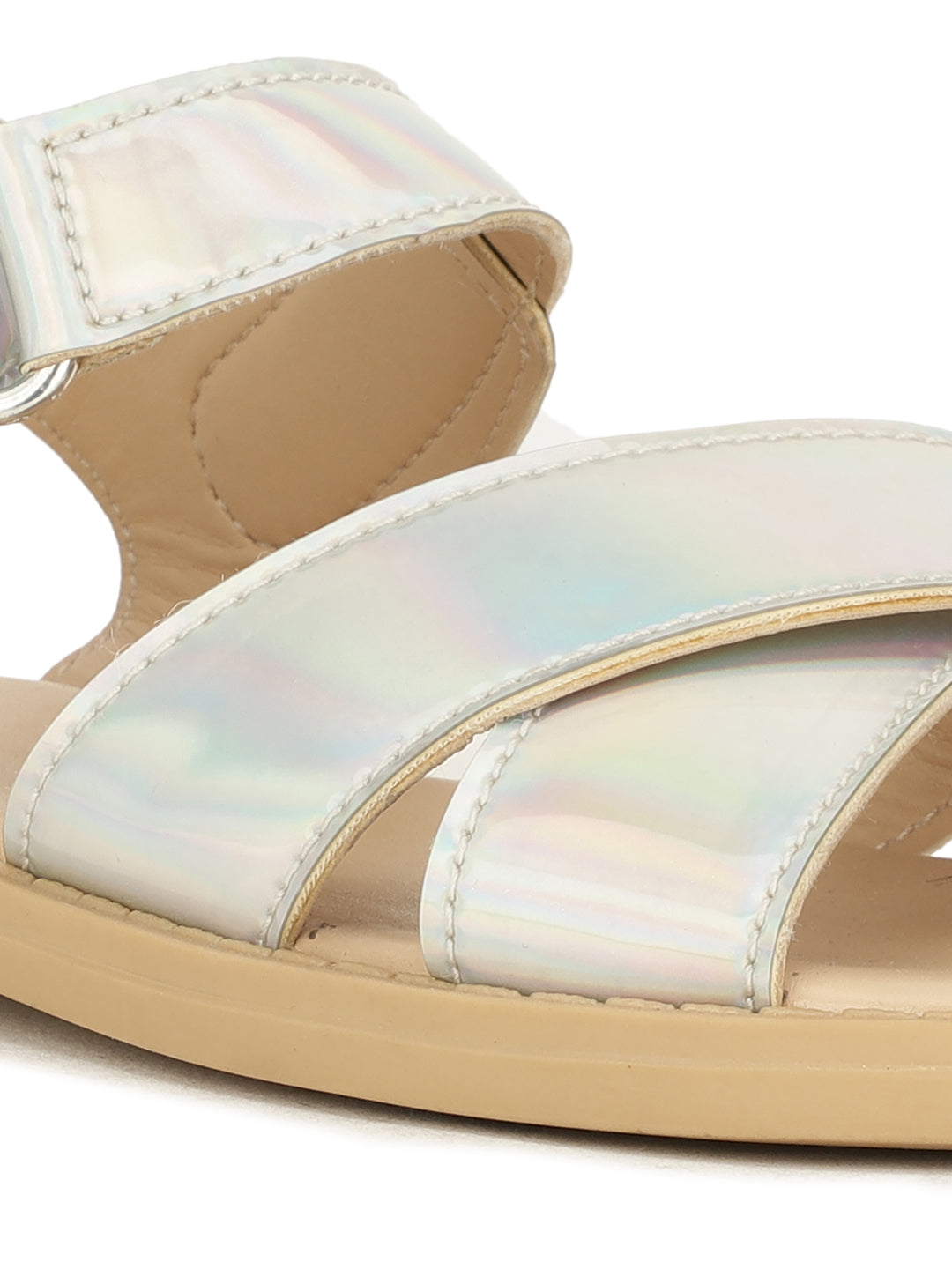 Bubblegummers Girl's Silver Flat Sandal With Buckle Closure - Silver - View 5
