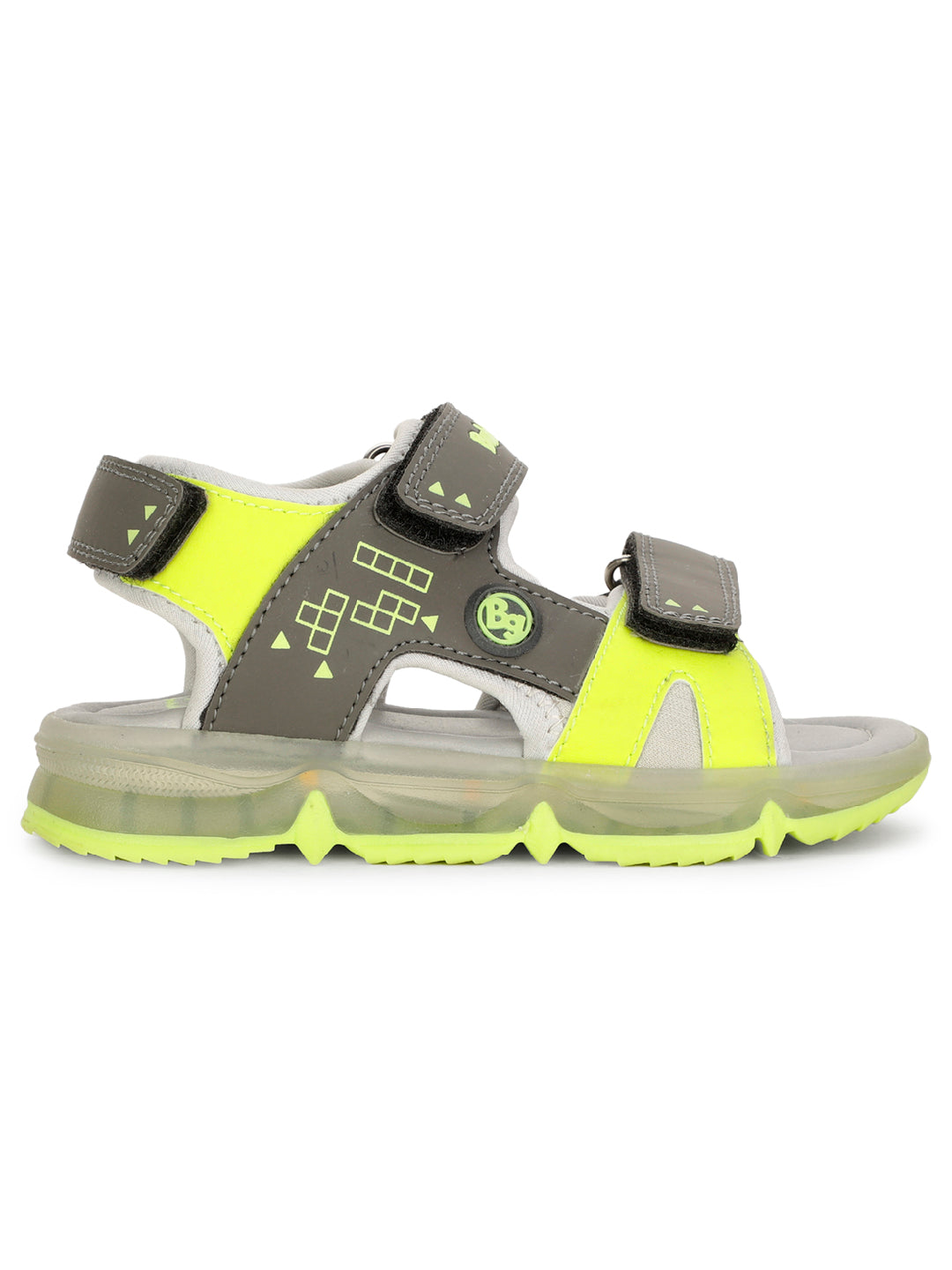 Bubblegummers Boy's Grey Velcro Strap Sporty Sandal - Grey - View 2