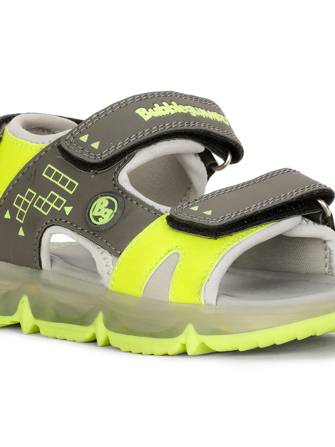 Bubblegummers Boy's Grey Velcro Strap Sporty Sandal - Grey - View 5