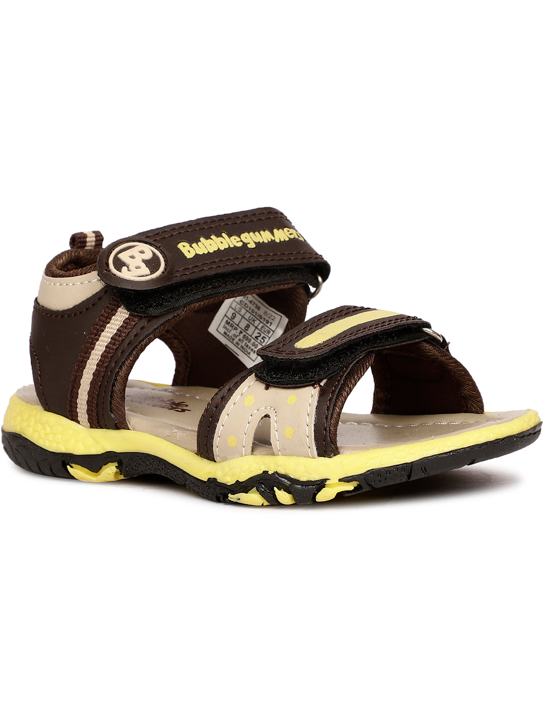 Bubblegummers Boy's Brown Velcro Strap Sporty Sandal - Brown - View 1