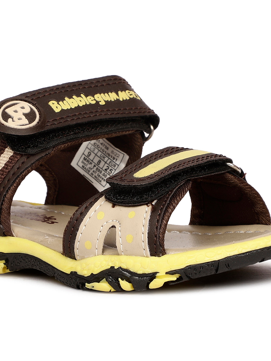 Bubblegummers Boy's Brown Velcro Strap Sporty Sandal - Brown - View 5