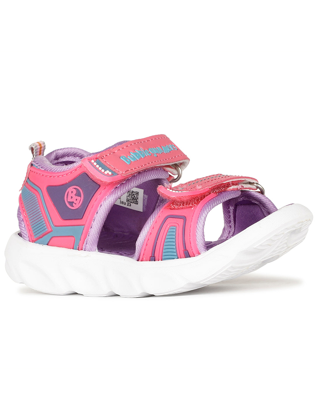 Bubblegummers Girl's Pink Velcro Strap Sporty Sandal - Pink - View 1