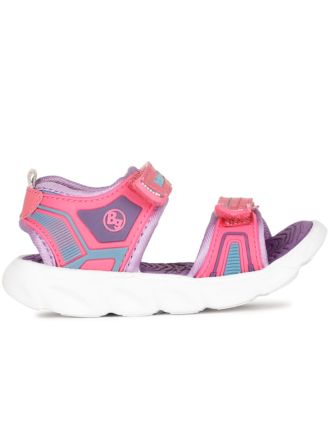 Bubblegummers Girl's Pink Velcro Strap Sporty Sandal - Pink - View 2