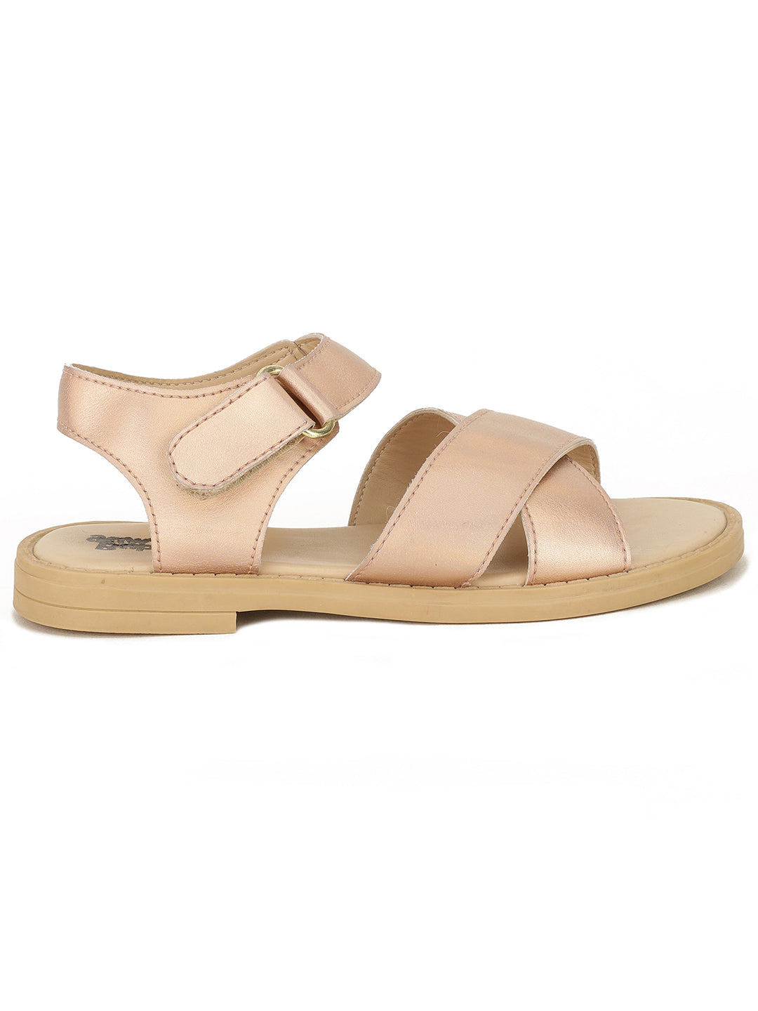 Bubblegummers Girl's Gold Flat Sandal With Buckle Closure - Gold - View 2