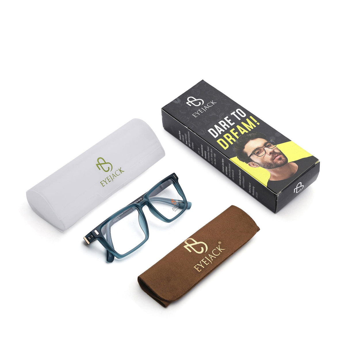 Eyejack Sea Green Rectangle Eyeglasses for Men and Women - Style 2443 - with box packaging