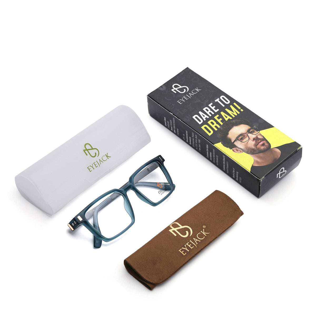 Eyejack Sea Green Rectangle Eyeglasses for Men and Women - Style 2455 - with box packaging