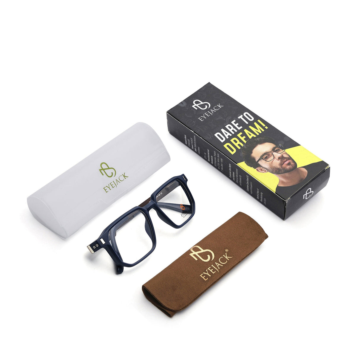 Eyejack Blue Wayfarer Eyeglasses for Men and Women - Style 2466 - with box packaging