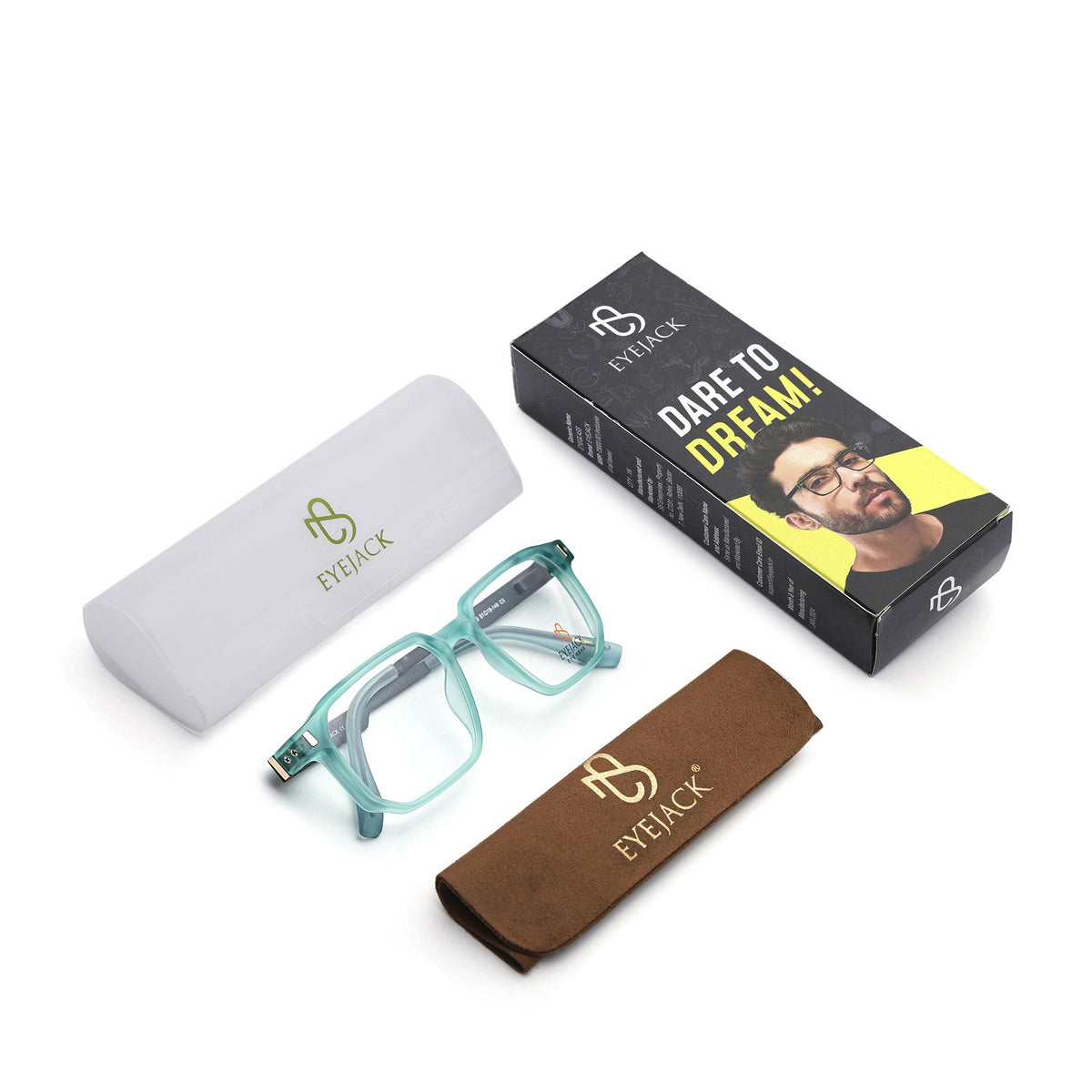 Eyejack Aqua Wayfarer Eyeglasses for Men and Women - with box packaging