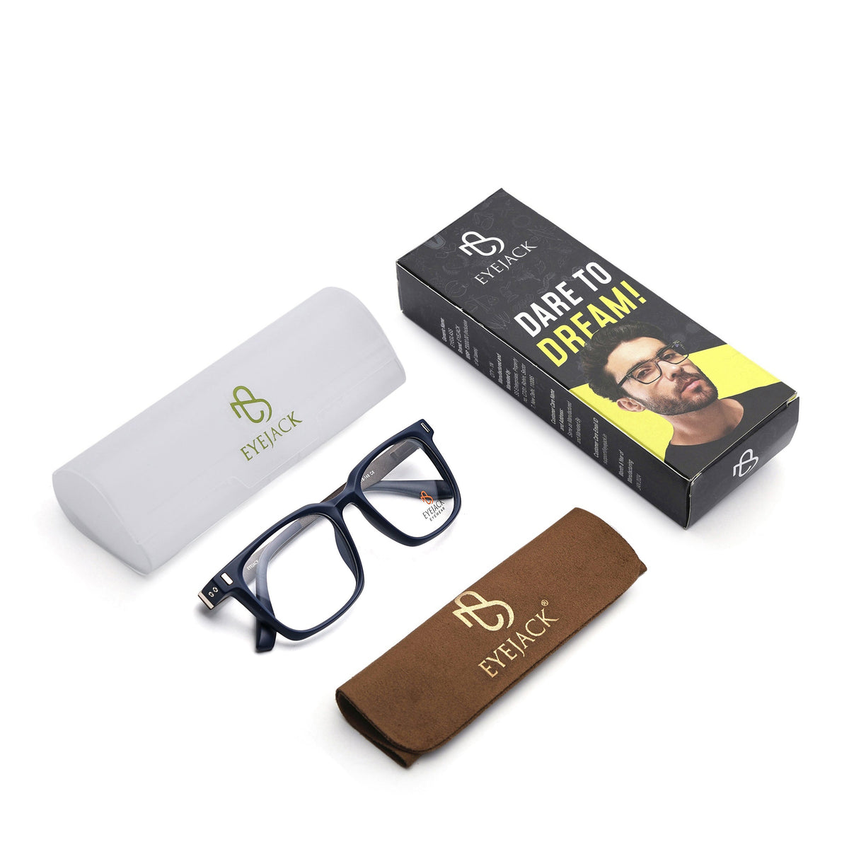 Eyejack Blue Wayfarer Eyeglasses for Men and Women - Style 2478 - with box packaging