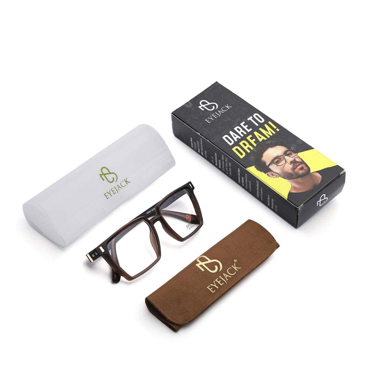 Eyejack Brown Wayfarer Eyeglasses for Men and Women - Style 2494 - with box packaging