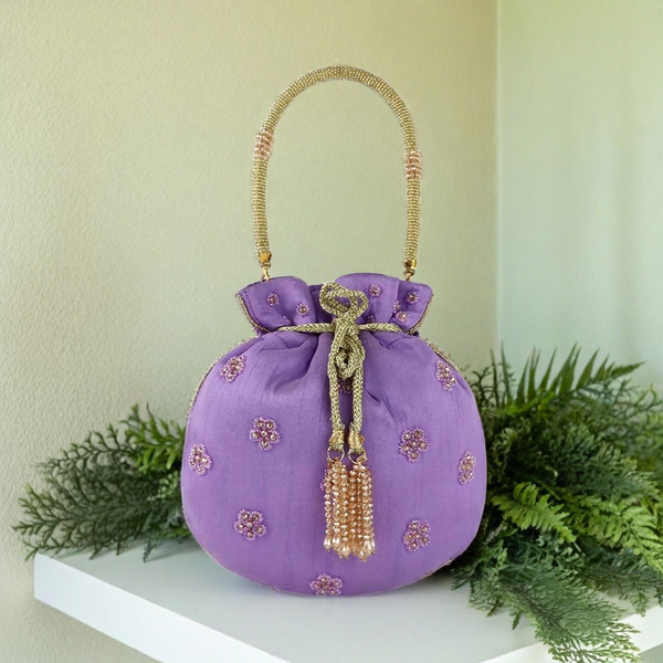 Embroidered Silk Potli