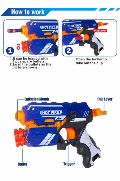 NHR Blaster Gun Toy (5 Foam Bullets and 5 Suction Dart Bullets)