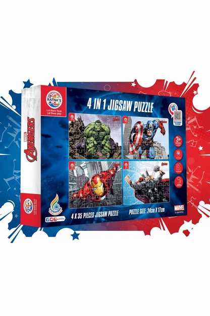 4 In 1 Avengers Solo Jigsaw Puzzles For Kids SUPER
