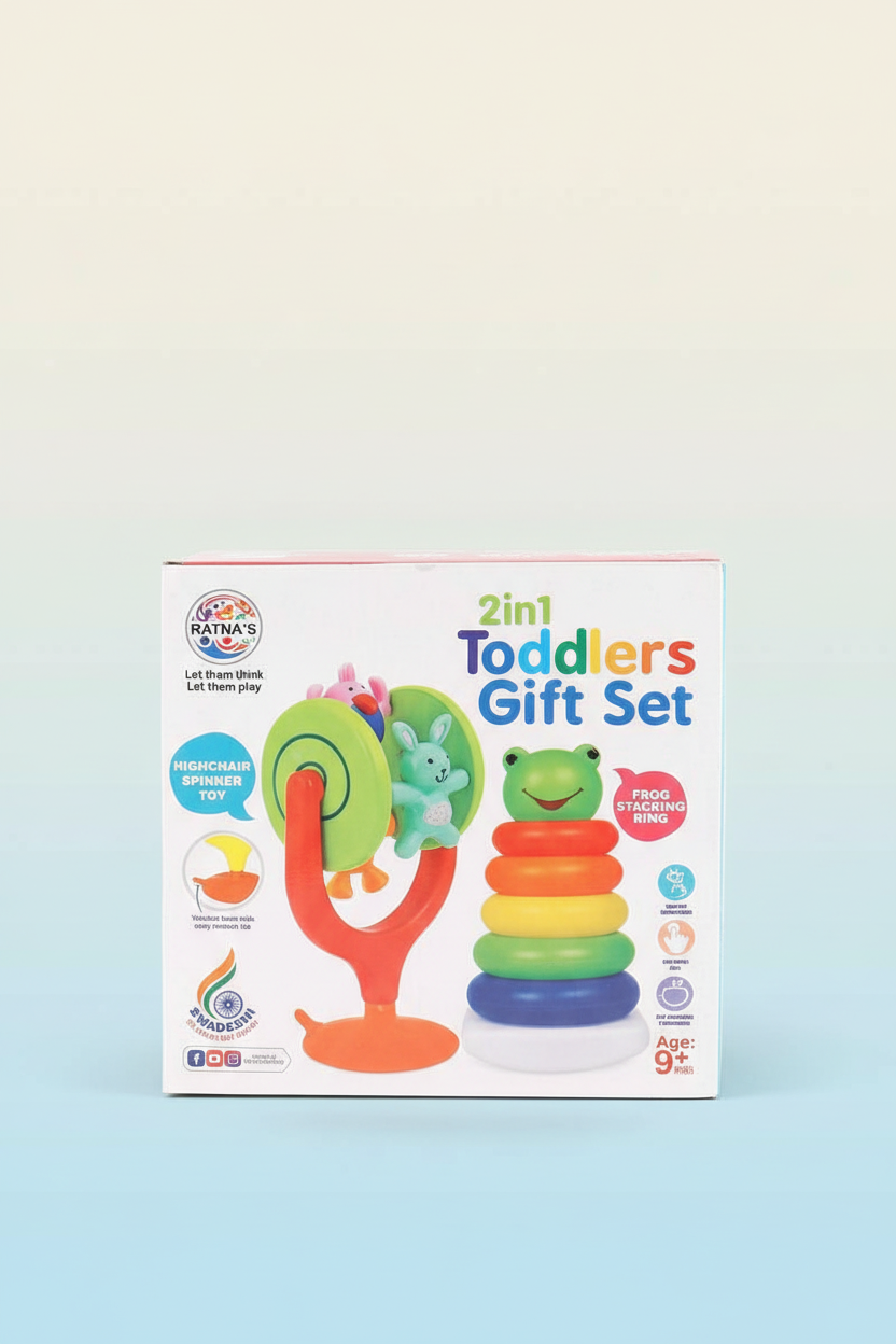 2 In 1 Toddlers Gift Set For Kids (Highchair spinner + Stacking Rings) SUPER