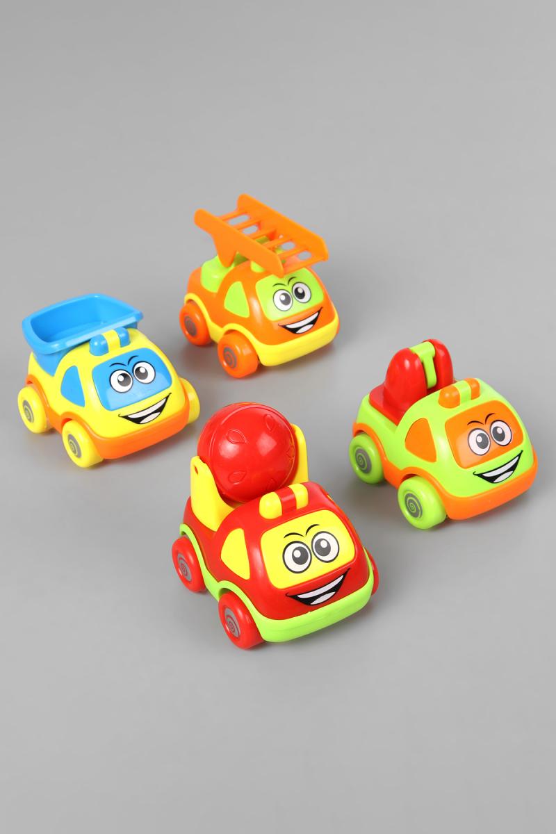 Pull Back Cartoon Vehicle Fun Trucks Toys - 4 Piece Set