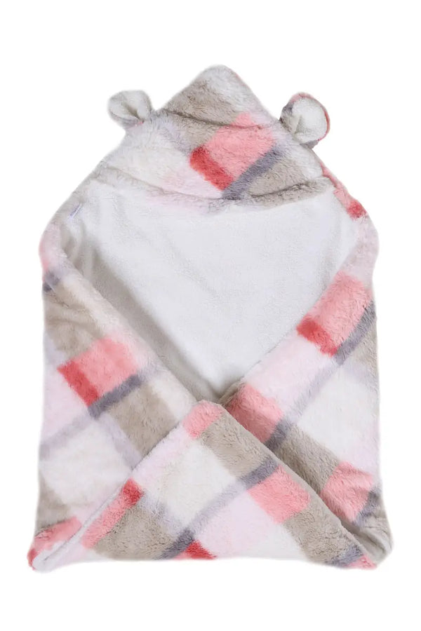 Ultra Soft & Stretchy Fabric with Hooded Baby Blanket (Pink)