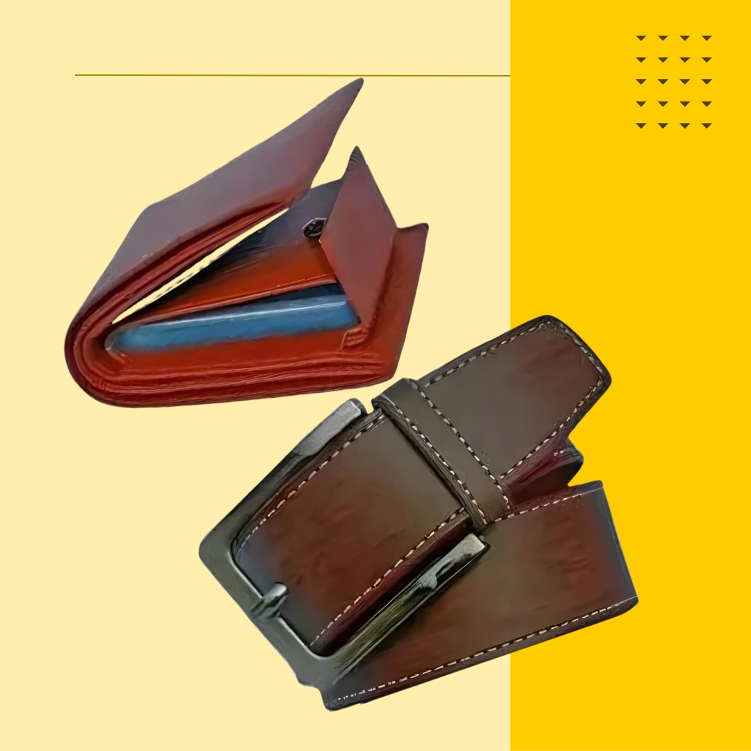 Multispace Fancy Unique Men Brown Belt & Wallet (Combo)