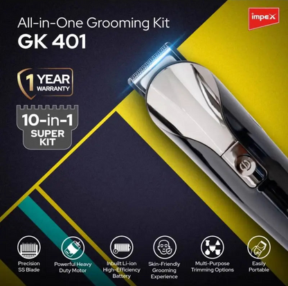 Impex GK-401 10 in 1 Grooming Trimmer Kit - Black (Pack of 1) SUPER