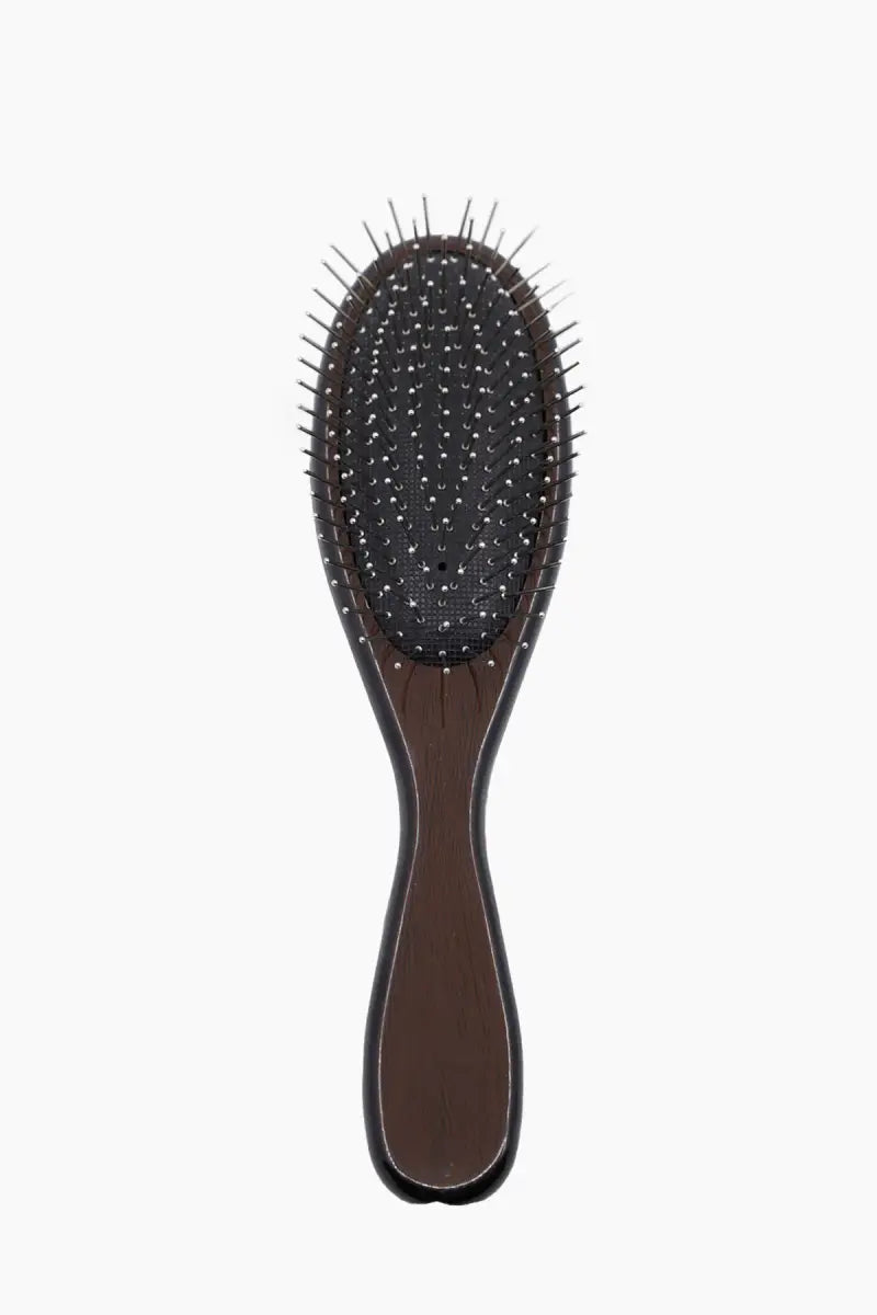 Metal Pin Bristle Flat Hair Brush - Brown (Pack of 1)