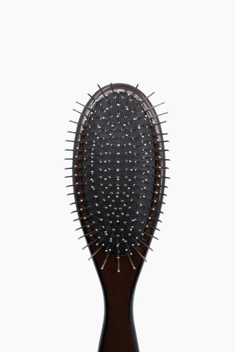 Metal Pin Bristle Flat Hair Brush - Brown (Pack of 1)