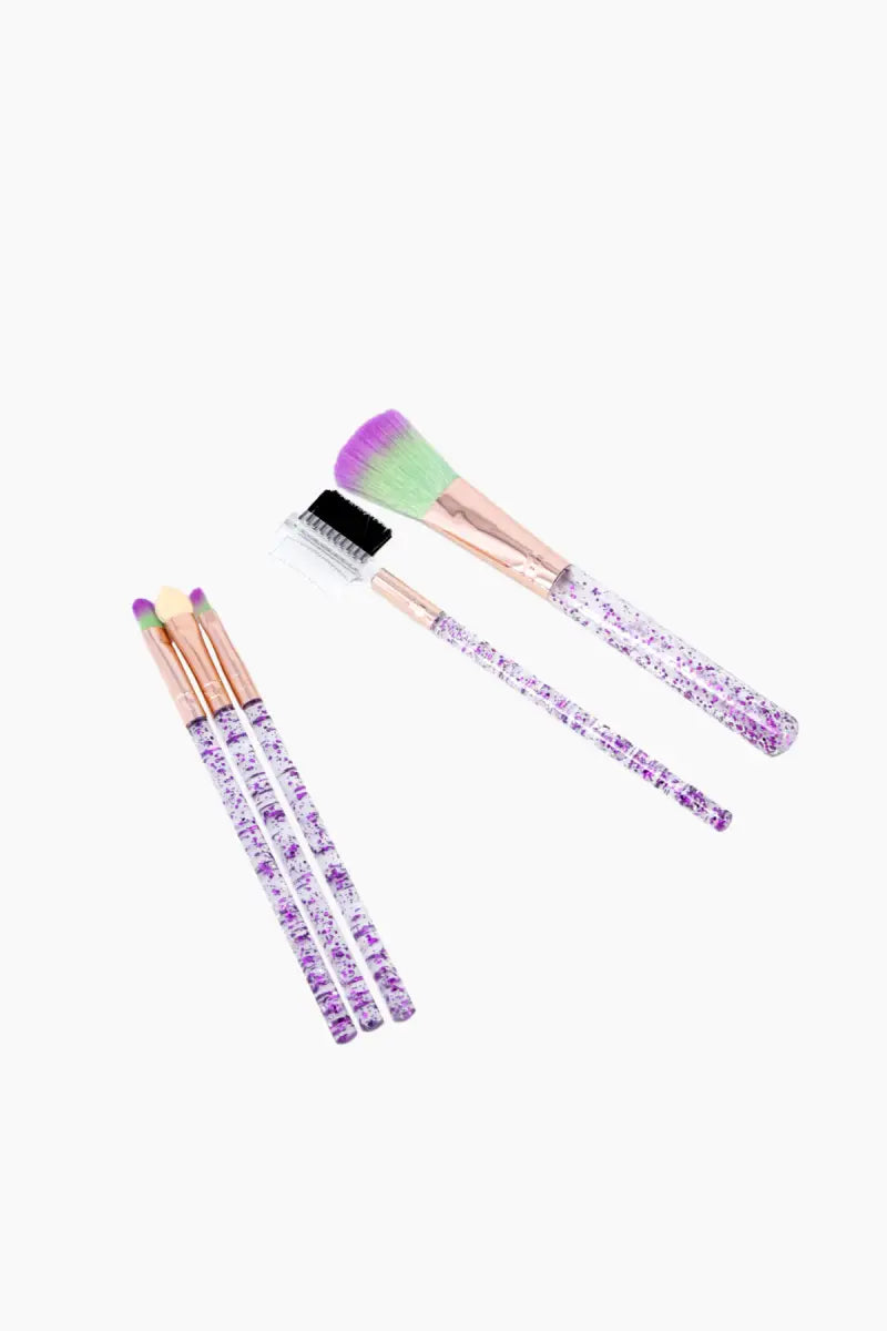 Glitter Makeup Brush Set (Purple) - Pack of 5